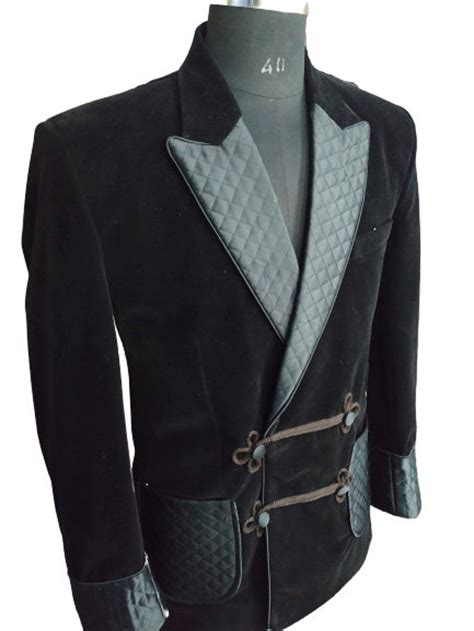 Velvet smoking jacket in Black for 